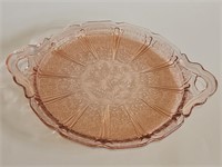 VTG 12" CHERRY BLOSSOM JEANETTE GLASS PINK CAKE