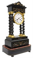 FRENCH NAPOLEON III PERIOD EBONIZED PORTICO CLOCK