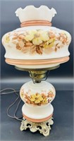 Beautiful Antique Hp Floral Table Lamp