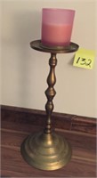Tall Brass Candle Holder & Candle