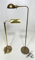 2 brass floor lamps: Round shade & height