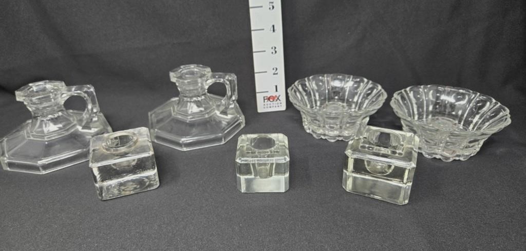 Clear Glass Candleholders