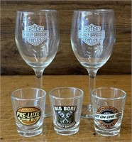 Harley Davidson wine glasses/shot glasses