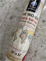 NEW RAND MCNALLY CLASSIC WORLD WALL MAP 50 X 32