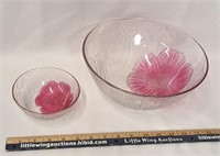 Hibiscus Etched Glass Bowls