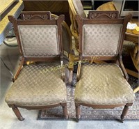 Pair Victorian Eastlake side chairs 36.5 inches