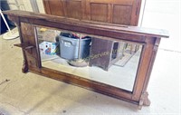 Victorian oak over mantel or sideboard mirror