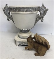 Flower urn With squirrel figure