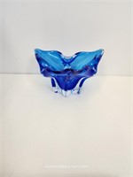 Blue/Clear Art Glass Ashtray