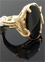 14K Gold Ladies Onyx Ring