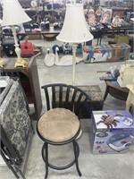 Vintage floor lamp and bar stool