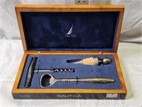 Nautica 3 pc Silver plate Wine box set