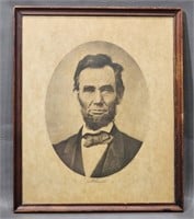Old Lincoln Portrait Print w/Newspaper Clipping