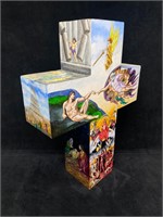 Acrylic on Wood Cross With Bible Scenes
