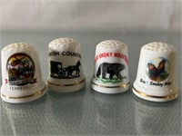 Four vintage ceramic thimbles. Amish Country