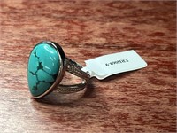 Sterling Silver .925 Turquoise Teardrop Ring Size