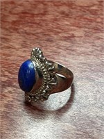 Lapis Blue Oval Sterling Silver .925 Ring Size 9