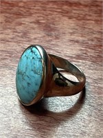 Sterling .925 Silver Turquoise Oval Ring Size 9