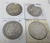 4 - 1900-O Morgan silver dollars