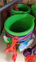 GROUP OF SUN AND SKY SAND BUCKETS/SHOVELS