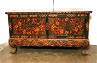Asian Floral Design Trunk Style Coffee Table with