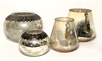 Mercury Glass Vases- Lot of 4