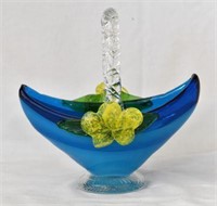 Art Glass Flower Basket Vase