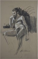 NUDE MALE DRAWING SIGNED