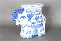 Vintage Porcelain Blue/White Elephant Plant Stand