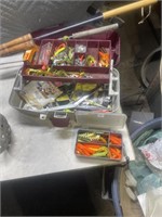 Miscellaneous ice fishing hooks and rods,