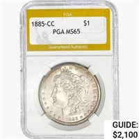 1885-CC Morgan Silver Dollar PGA MS65