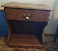Small Wooden End Table w/ Shelf & Drawer