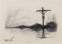 Original Drawing, Signed Dali, "Christ on Cross"