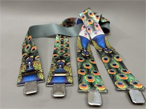 Stylish Peacock Suspenders VTG
