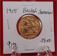 1915 British Sovereign .23 oz Gold