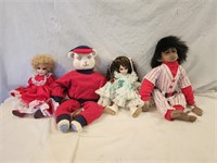 Porcelain Jointed Dolls and Ceramic Bear