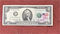1976 IST DAY OF ISSUE STAMPED $2 BILL