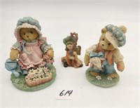 2 Cherished Teddy Figurines & Another Figurine