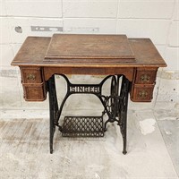 Antique Treadle Singer Sewing Machine With Cabinet