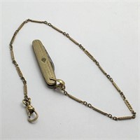 Gold Filled Watch Chain W Mini Pocket Knife