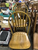 PAIR OF ROUND-BACK WOOD CHAIRS