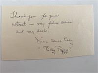 Baby Peggy Child Star Diana Cary signed note