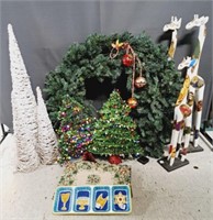 Christmas Wreaths & Trees, Wood Giraffes, More