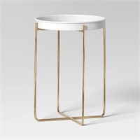 Iron Indoor Outdoor Planter Stand White/Brass - Th