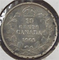 Silver 1903 Canadian dime