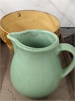 YELLOW WARE PLANTER AND MINT GREEN SPECKLED