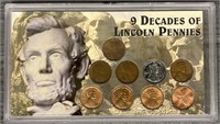 (9) Different Decade Lincoln Pennies