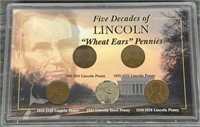 (5) Different Decade Lincoln Wheat Pennies