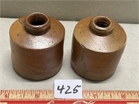 ANTIQUE SET OF POTTERY INKWELLS