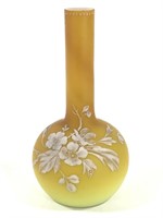 Double Overlaid Glass Bud Vase w Applied Florals